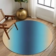 thumbnail image 2 of Round Rugs 5Ft, Blue Teal Yellow Ombre Round Area Rug Washable Indoor Throw Carpet, Farmhouse Modern Gradient Art Soft Non Slip Circle Rug for Cabinet Bathroom Home Decor Aesthetic, 2 of 8