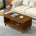thumbnail image 2 of JERFIT 41.5 Inch Modern Farmhouse Coffee Table with Storage Shelf, Rustic Walnut Finish Rectangular Wood Center Table for Living Room, 2 of 10