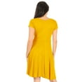 thumbnail image 4 of Women's Casual Stretch Flared Swing V-Neck Short Sleeve Midi Dress, 4 of 5