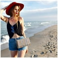 thumbnail image 3 of Straw Clutch Purse Shoulder Crossbody Bag Envelope Purse Raffia Handbag for Summer Beach Travel Trendy, 3 of 9