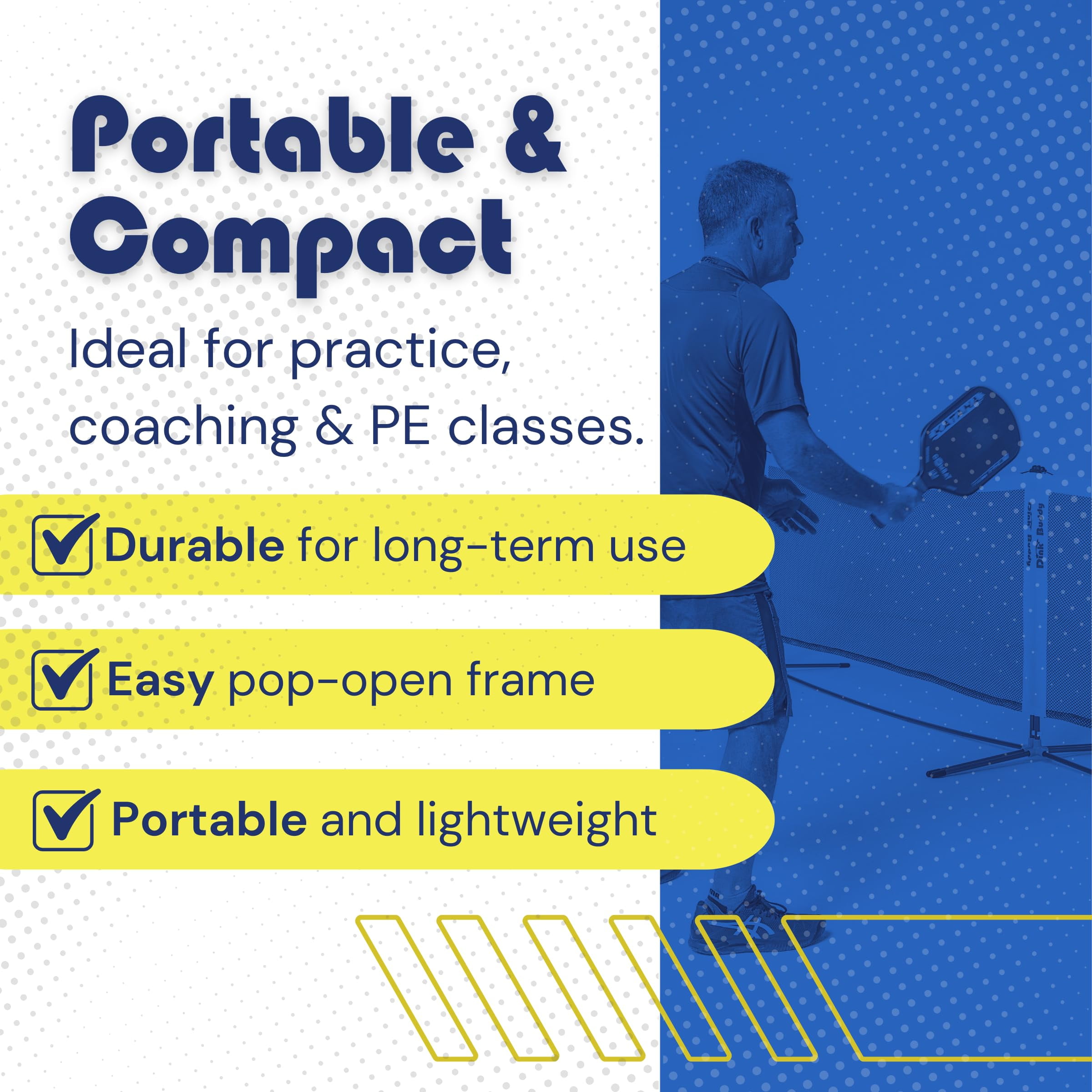 Dink Buddy Pickleball Hopper with Wheels – Portable Ball Caddy – Pickleball Basket holds 110 Balls – Tennis Hopper with Wheels
