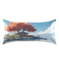 thumbnail image 3 of Dailycode Satin Pillow Case Standard Silk Pillow Cover for Hair and Skin Envelope Closure Tree House on Island 20"x26", 3 of 9