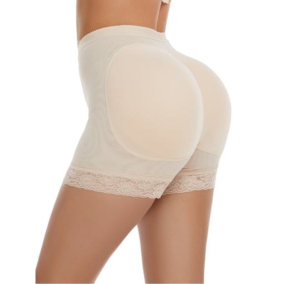 BIMEI Women Butt Lifter Panties Padded Shapewear Hip Enhancer Pads Shorts Underwear Tummy Control Boyshorts,Beige,4XL