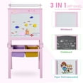 thumbnail image 3 of ALPULON Double Sided Easel for Kids, Standing Toddler Easel with Paper Roll, Magnetic Whiteboard, Chalkboard & Storage Baskets, Pink, 3 of 8