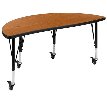 Mobile 47 5 Half Circle Wave Flexible Collaborative Oak Kids Adjustable Activity Table Com Mobile 47 5 Half Circle Wave Flexible, Half Round Table Plans