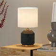 thumbnail image 5 of Evelyn&Zoe Esther 15" Tall Textured Ceramic Mini Lamp with Fabric Shade, Matte Black/Antique Brass/White, 5 of 7