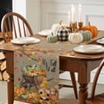 thumbnail image 4 of Fall Table Runner Thanksgiving Harvest Pumpkin Gnome Table Runners Squirrel It's Fall Y'all Maple Leaf Linen Cotton Linen Dresser Scarf Kitchen Dining Table Decor for Fall Party Decor 13x90 Inch, 4 of 9