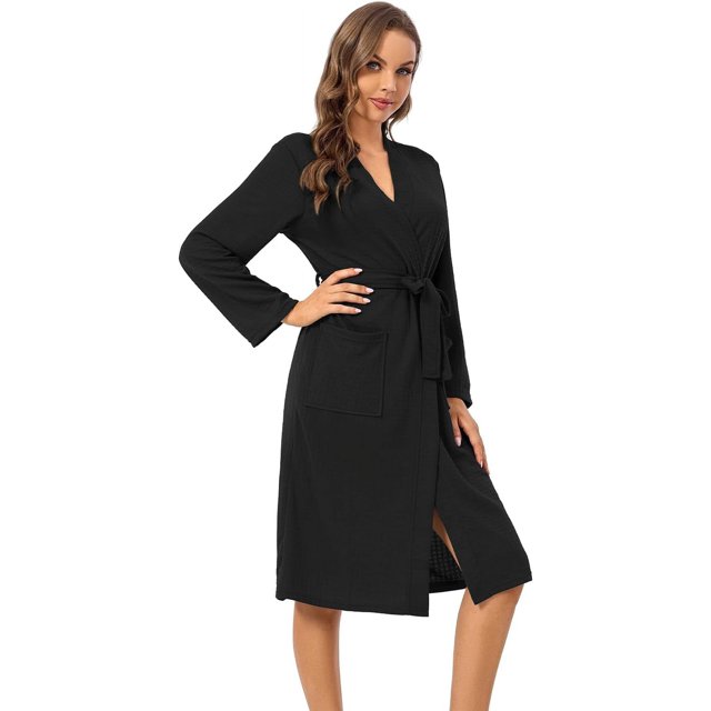 LAICAIW Waffle Knit Robes for Women Soft Unisex Lightweight Spa Bathrobe Absorbent Quick Dry Shower Robe for Men