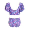 thumbnail image 4 of vigerkar Women Ruffle High Waisted Swimsuit Two Piece Tropical Print Swimsuit Push Up Bathing Suits Purple, L, 4 of 6