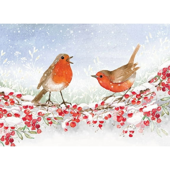 English Robins in Winter Deluxe Boxed Holiday Cards (20 Cards, 21 Self-Sealing Envelopes), (Hardcover)