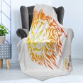 thumbnail image 4 of Astrology Soft Flannel Fleece Throw Blanket, Leo Zodiac Sign on Plain Background Sun Mystic Lion King Self Power Universe Theme, Cozy Plush for Indoor and Outdoor Use, 60" x 80", Orange, by Ambesonne, 4 of 5