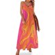 thumbnail image 1 of Vestido sin mangas con remolino naranja y rosa, vestido de verano para mujer , vestido mono de verano para mujer, verano para mujer, 1 of 7