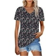 thumbnail image 2 of Summer Tops Viikei Womens Summer Short Sleeve Tunic Tops,Women's New Short-sleeved V-neck Pullover Casual Printed Fashion Top Multicolor S, 2 of 7