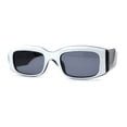 thumbnail image 1 of Womens Mod Thick Temple Rectangle Retro Sunglasses White, 1 of 4