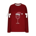 thumbnail image 4 of Oplxuo Ugly Sweaters for Women Christmas Graphic Oversized Sweatshirts Fleece Funny Pullover Party Holiday Tops with Bows, 4 of 4