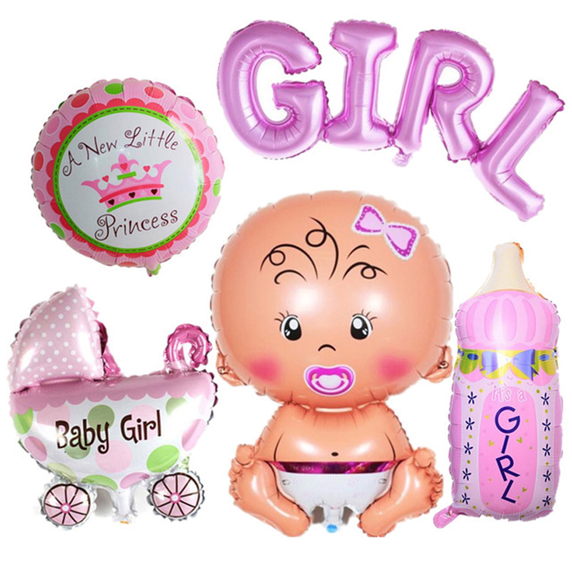 Baby Shower Girl Newborn Pink Christening Balloon Air filled Or Helium Bottle 