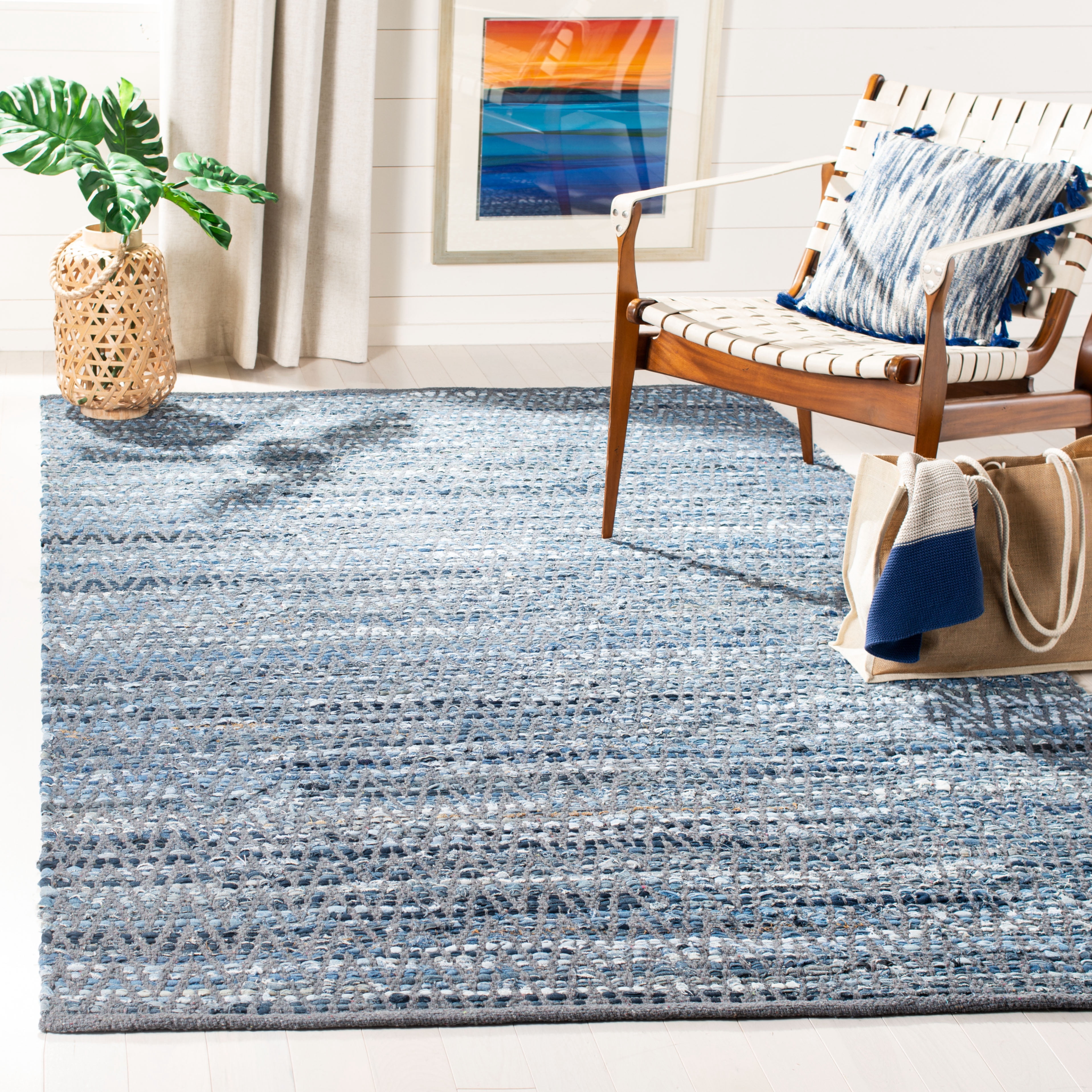 SAFAVIEH Montauk Zahara Geometric Area Rug, Blue, 5' x 8'