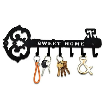 

Key Rack Holder Wall Mounted Key Holder 6 Hooks Hanging Rack Cute Key Decorative with Screws Anchors for Coat Clothes