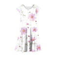 thumbnail image 4 of Vestido de verano para niña, de manga corta, con cuello redondo y estampado floral, de poliéster, con bolsillos y volantes., 4 of 5