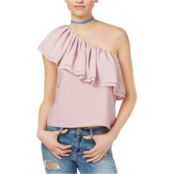 Blusa de un hombro con volantes de Endless Rose para mujer, rosa, grande