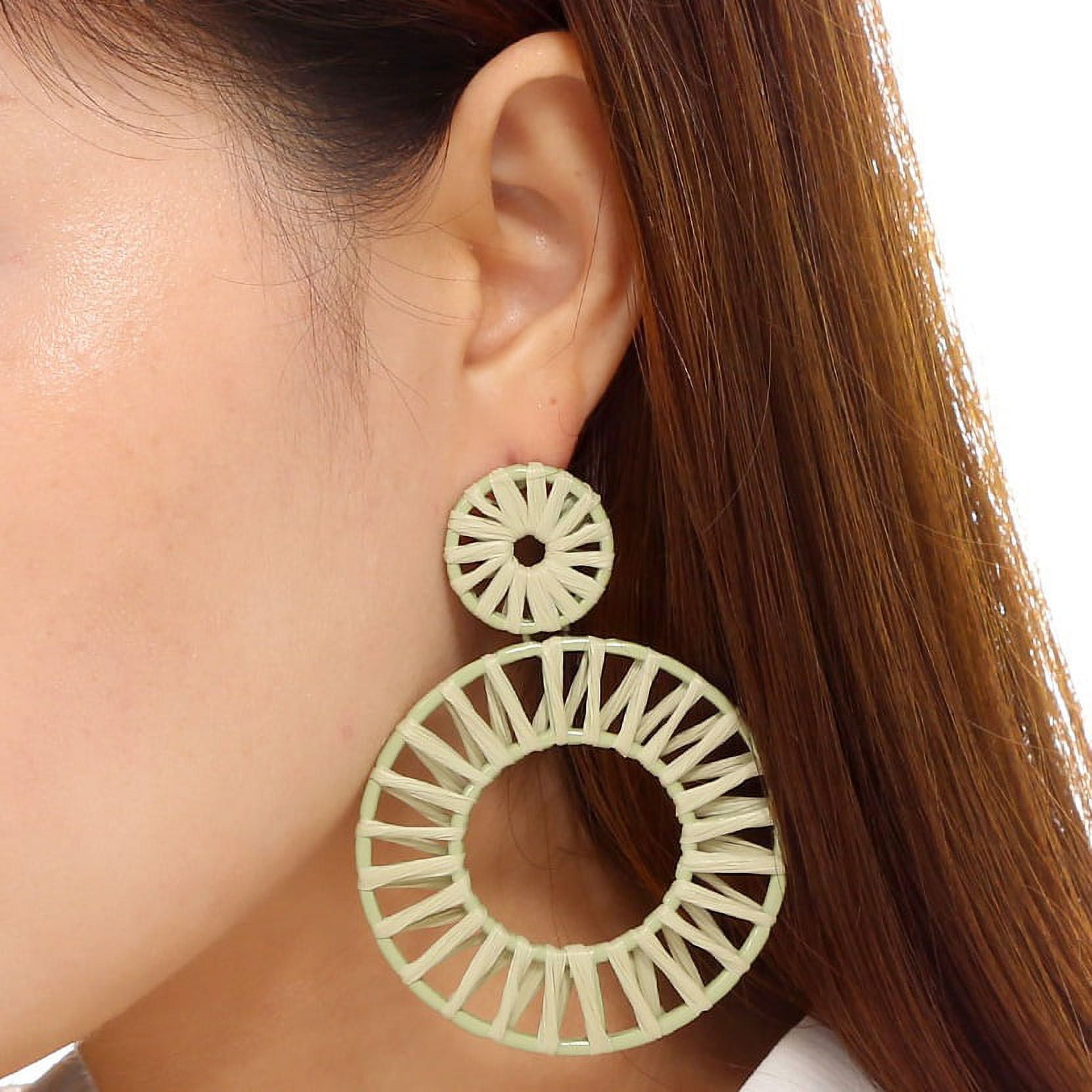 Amrita Singh Scarlett 2-Tier Woven Raffia Drop Earring Mint Green