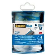 ScotchBlue Blue Pre-Taped Clear Painters Plastic with Dispenser, 24 in x 30 yds, 1 Roll