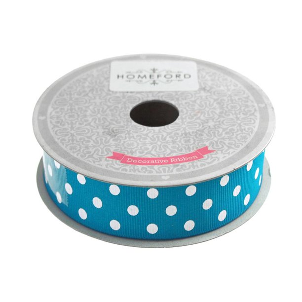 Polka Dot Grosgrain Ribbon, 7/8Inch, 10 Yards, Turquoise
