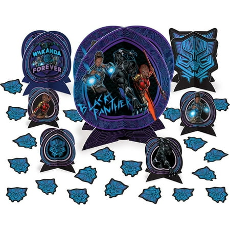 Black Panther Wakanda PriNst Forever Table Centerpiece Kit (27 Pc Set) - Marvel Action-Packed Decorations for Birthdays & Special Occasions