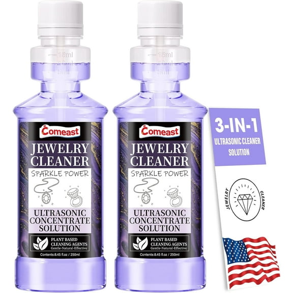 Ultrasonic Cleaner Solution Concentrate, Ultrasonic Jewelry Cleaner Solution, Professional Power for All Ultrasonic Machines, Gem & Jewelry Cleaner Liquid Total 16.9 fl oz (2 PK)