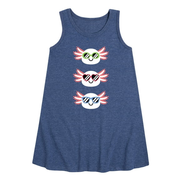 Instant Message - Sunglasses Axolotls - Toddler and Youth Girls A-line Dress