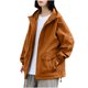 thumbnail image 2 of Chaquetas y abrigos de piel sintética con capucha y manga larga para mujer, chaqueta con capucha de color liso con cinturón, fina, informal, holgada, de piel sintética con capucha y manga larga, parte, 2 of 3