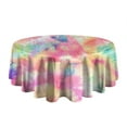 thumbnail image 5 of Colorful Tie Dye Pattern Round Tablecloth 60"x60",Wrinkle Wipeable Table Cloth for Kitchen Dining Room Picnic Patio Party, 5 of 6