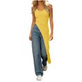 thumbnail image 2 of Karymi Blouses for Women Scoop Neck Long Sleeveless Cami Top, Side Ruched High Slit Maxi Tank, Sleeveless Tunic Vest Womens Summer Tops, 2 of 7