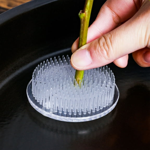 opvise Flower Frog Convenient Flower Fixed Tool Round Mini Suction Cups Inconspicuous Plastic Flower Arrangement Pin Holder for Kitchen Transparent