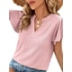 thumbnail image 5 of Lucakuins Blusa de manga corta de verano para mujer, cuello en V recortado Color sólido Casual Party Street Summer Shirt Tops Lucakuins moda, 5 of 7