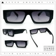 thumbnail image 2 of Narrow Rectangle Flat Top Horn Rim Thick Temple Plastic Sunglasses Black - Smoke, 2 of 8