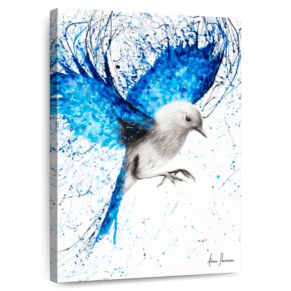 Elephant Stock Mediterranean Wings Wall Art - Vertical Canvas Wall Art - Living Room Wall Decor - Animal Canvas - White And Blue Decor By Ashvin Harrison - 8" x 12"