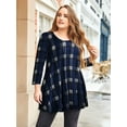thumbnail image 3 of LARACE Plus Size Tops For Women 3/4 Sleeve Comfy Tunic For Leggings Loose Casual T-Shirt 1-NavyBlue 4X, 3 of 7