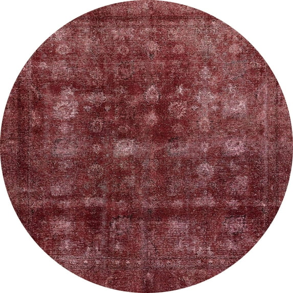 Ahgly Company Indoor Round Abstract Wine Red Abstract Area Rugs, 8' Round