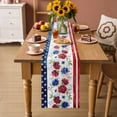 thumbnail image 2 of Independence Day Table Runner 72 Inches, American Flag Vintage Red Blue Flowers Bed Runner Dresser Scarves Tabletop for Indoor Outdoor Parties/Ceremony/Banquet, 18" x 72", 2 of 9