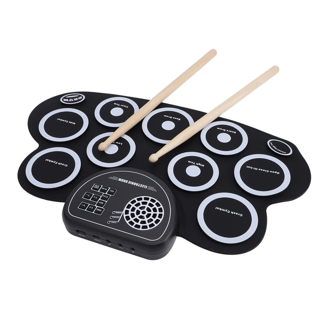Tambor De Práctica Electrónico Enrollable, Funciones Múltiples, Juego De Batería Electrónica De 9 Almohadillas, Portátil Recargable Para Interiores Y Exteriores