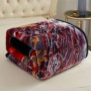 Thick Warm Winter Fleece Blanket For King Bed 2 Ply Reversible Soft Raschel Blanket,85x93,10lb