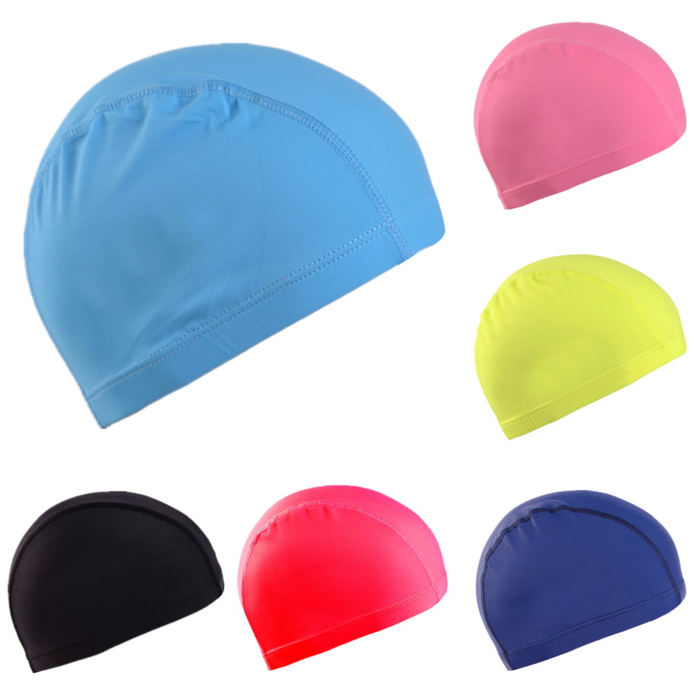 KIDS/ADULT LATEX SWIMMING CAPS Small/Large Unisex Pool Moulded Hat Plain Colour 