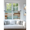 thumbnail image 4 of Sheer Curtains 45 Inch Length 2 Panels Set for Kitchen, Blue Brown Vintage Semi Sheer Curtains for Windows, Retro Farmhouse Elegant Pastoral Voile Window Treatments Rod Pocket Curtain, 4 of 7