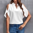 thumbnail image 2 of Ruyang T-Shirts for Women, Summer Tops Women's Solid Color V Neck Off The Shoulder Loose Chiffon T Top Shirts with Long Sleeves for Women, 2 of 7