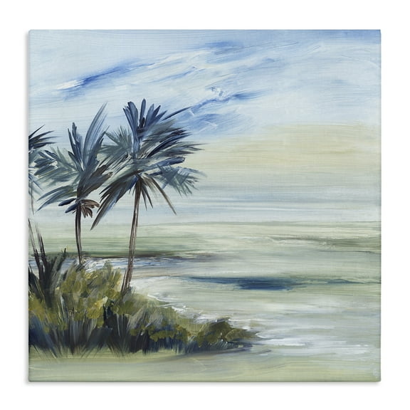 Stupell Industries Windy Palm Trees Nautical & Beach Painting Wrapped Canvas Art Print Wall Art, 17 x 17