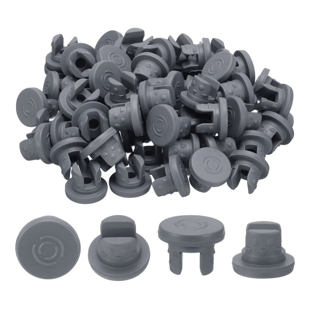 Tapones de goma de 13 mm/0.5" para viales Uxcell, 200 piezas, tapón de goma butílica de dos patas para viales de vidrio y frascos de cultivo de líquidos, gris