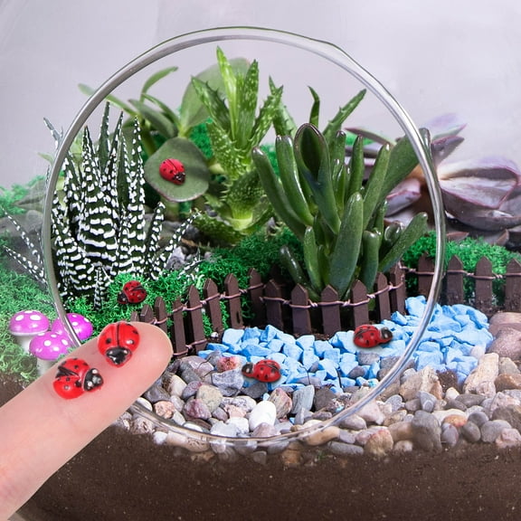 MLINS FRCOLOR 100pcs Ladybug Figurines for Garden Terrarium Decors Miniature Resin Animal Figures