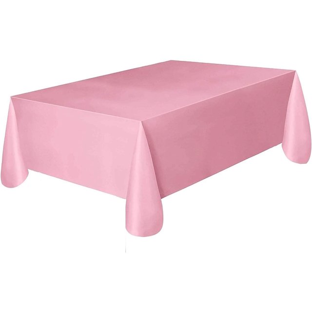 Pack of 4: Disposable Plastic Tablecloths/Table Covers, 54 x 108 inches Each (Pink)