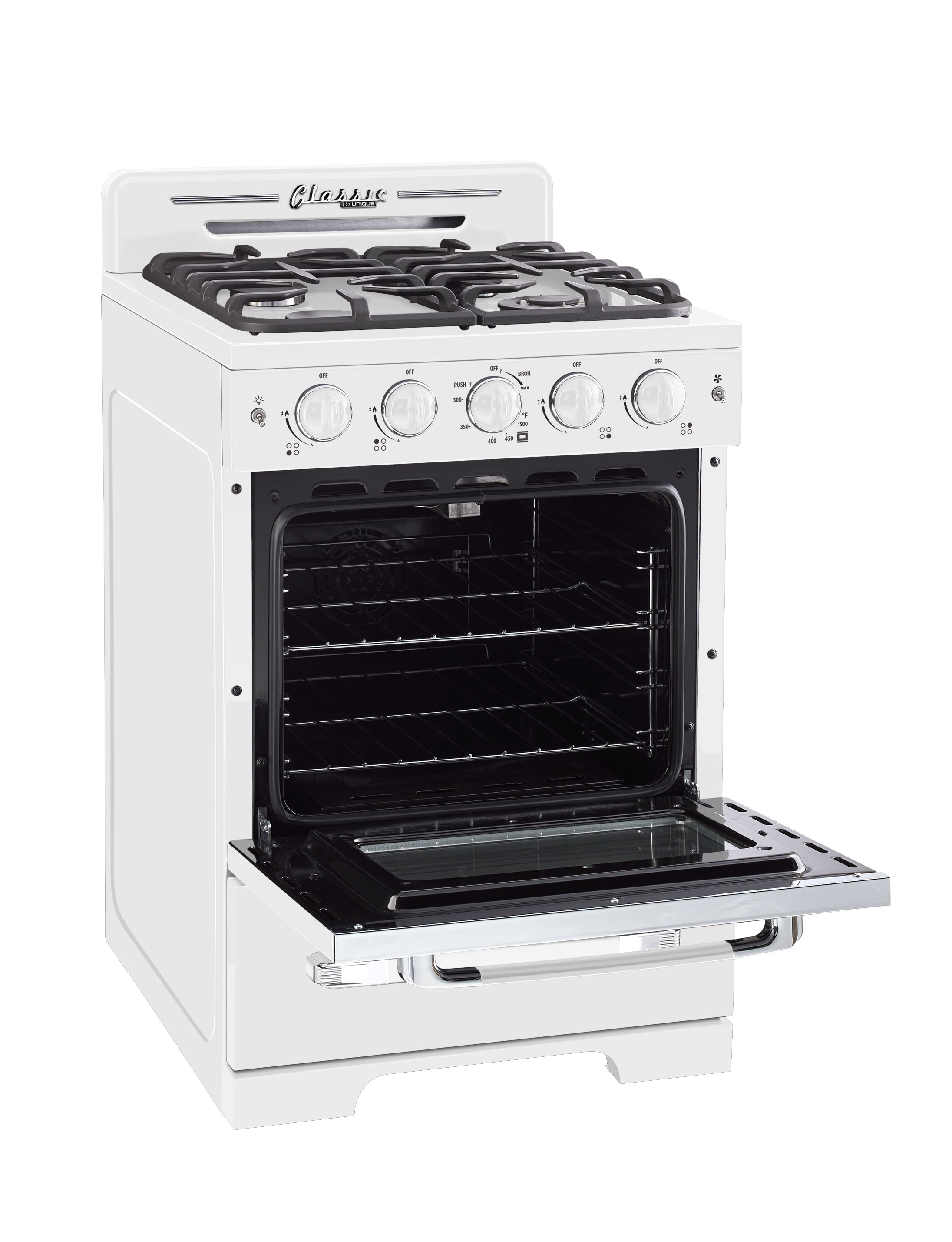 Unique Classic Retro 24" 2.9 Cu/Ft Freestanding Gas Range with Convection Oven and Sealed Burners